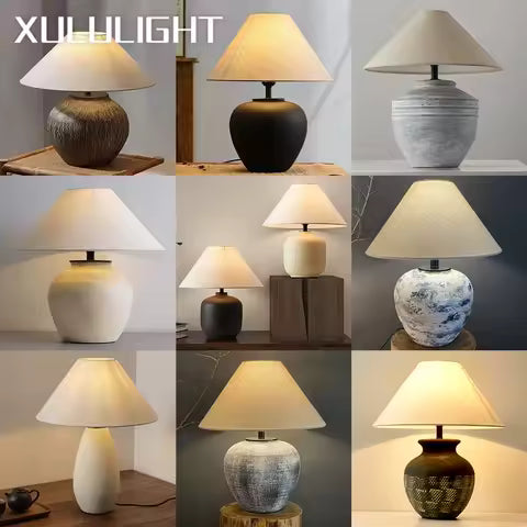 Lampe de Table en Céramique Style Japonais - Luminaire Décoratif pour Salon & Chambre