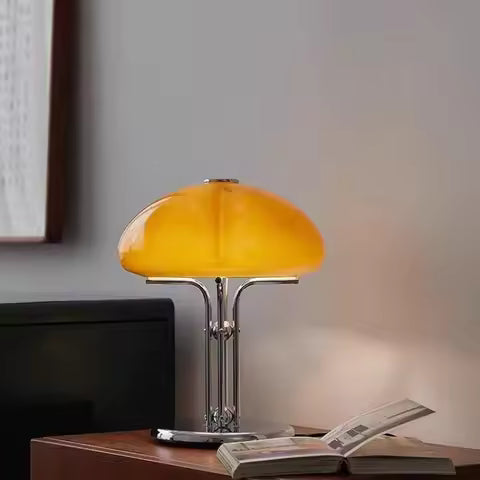 Lampe de Table LED Design Bauhaus Orange Citrouille - Style Nordique Rétro