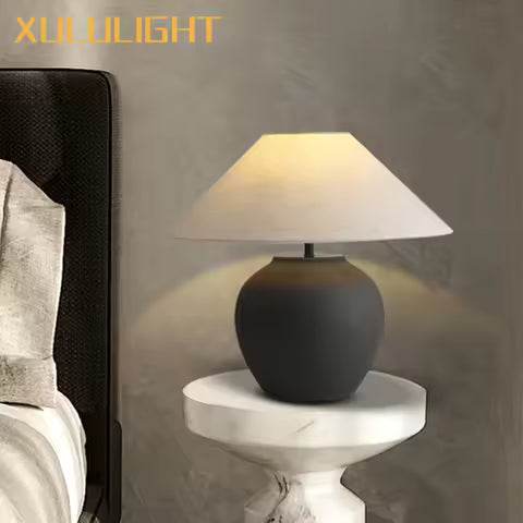 Lampe de Table Wabi Sabi en Céramique - Style Japonais Rétro pour Salon et Bureau