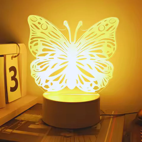 Veilleuse Papillon 3D USB - Lumière Chaude, Cadeau Original & Déco Maison