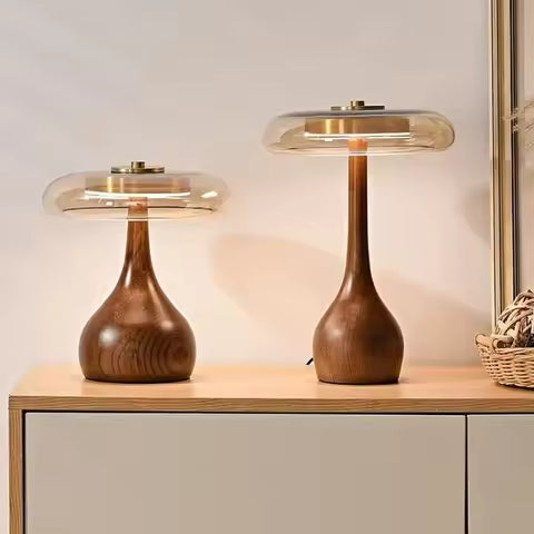 Lampadaire Rétro en Bois et Verre - Style Français pour Salon, Chambre et Bureau