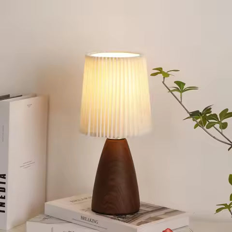 Lampe de Table LED Rétro en Tissu Plissé avec USB - Ambiance & Déco Chambre/Bureau