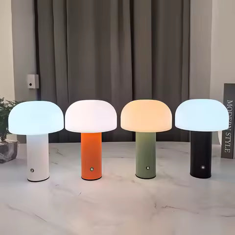 Lampe Champignon LED Rechargeable - 3 Couleurs, Gradation, Veilleuse Design