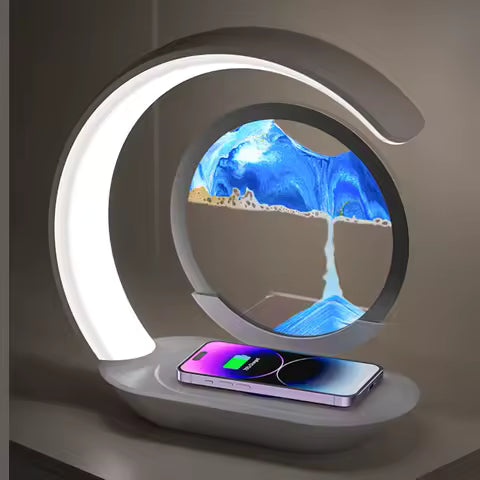 Lampe de Table Sablier 3D avec Chargement USB et Veilleuse - Décoration Bureau & Chambre