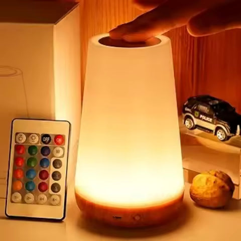 Lampe de Chevet Tactile Rechargeable USB - Veilleuse Bébé & Enfant avec 13 Couleurs RGB