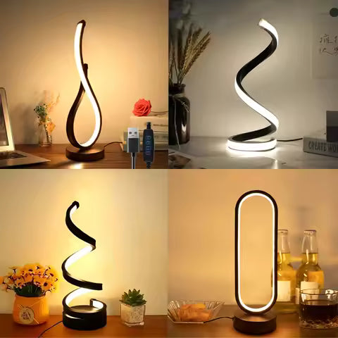 Veilleuse LED Spirale Dimmable 3 Couleurs - Lampe de Bureau & Lecture Design pour Salon, Chambre, Bureau