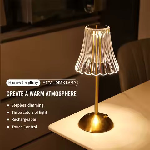 Lampe de Chevet LED Tactile Rechargeable USB - 3 Couleurs, Sans Fil, Ambiance & Lecture