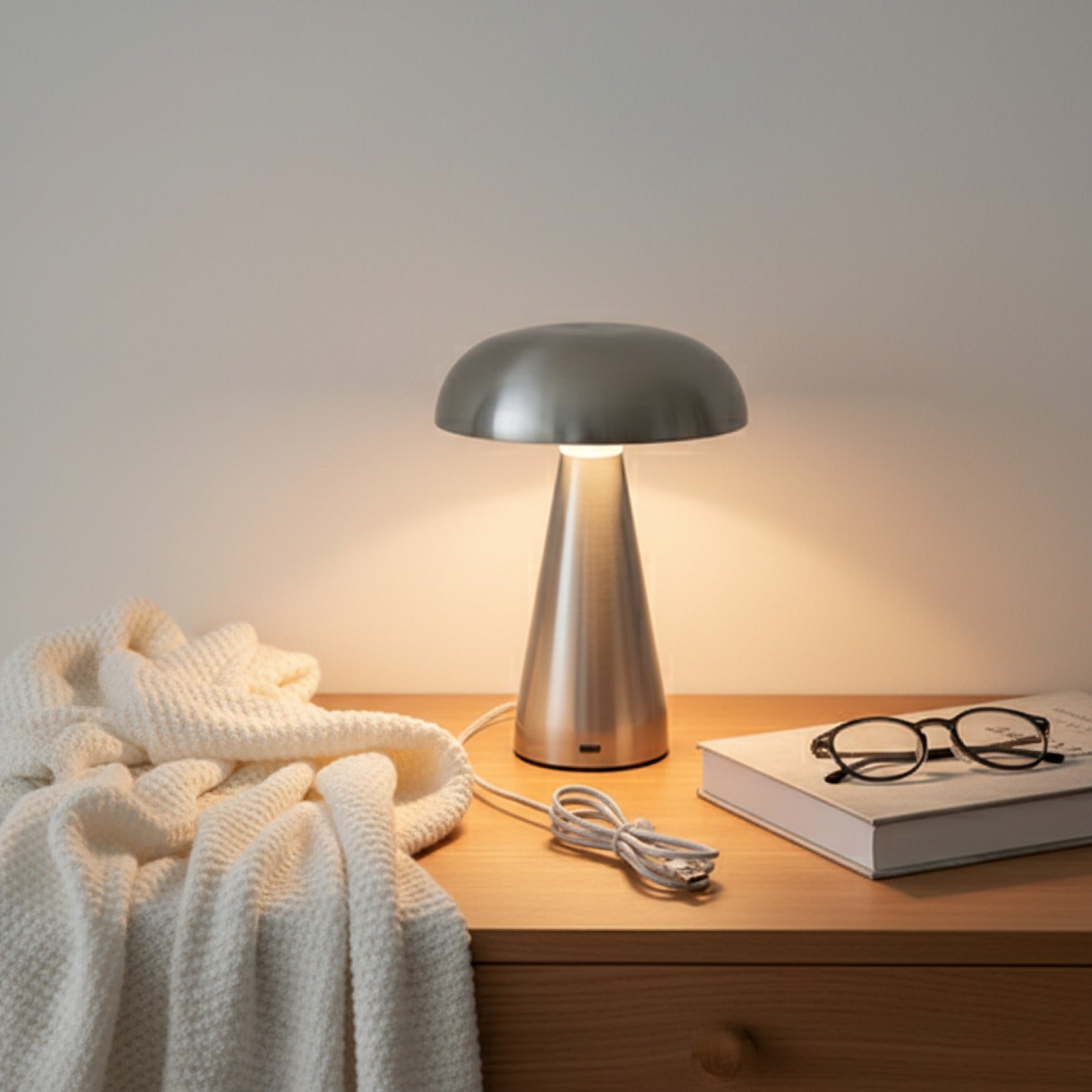 Lampe Champignon LED Rétro Rechargeable - Lampe de Chevet Tactile pour Chambre & Bar