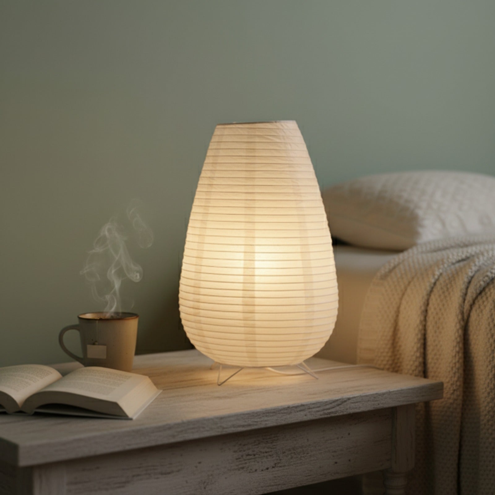 Lampe de Table Design Rétro en Papier Xuan avec LED - Idéale pour Salon, Chambre, Chevet