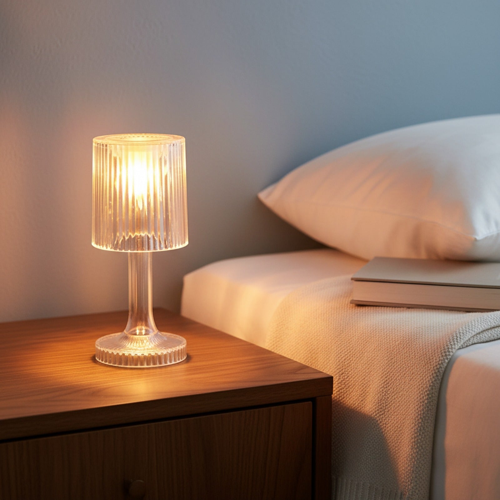 Mini Lampe de Table LED Cristal - Veilleuse Changement de Couleur à Batterie pour Chevet, Dîner, Bar, Fête