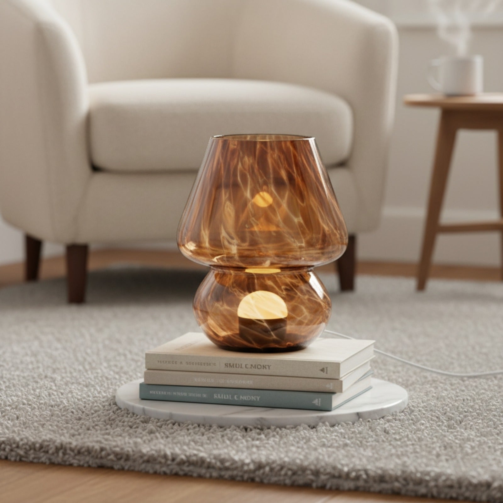 Lampe de Table Champignon Verre Coloré - Lampe de Chevet Ambiance & Déco Fille