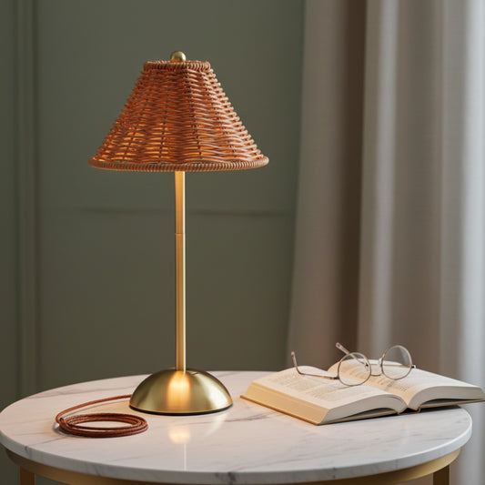 Lampe de Lecture LED Rechargeable : Intensité Variable & Design Rotin