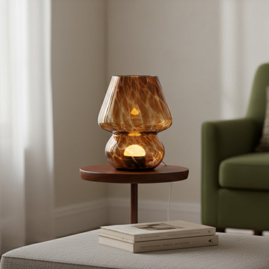 Lampe de Table Champignon Verre Coloré - Lampe de Chevet Ambiance & Déco Fille