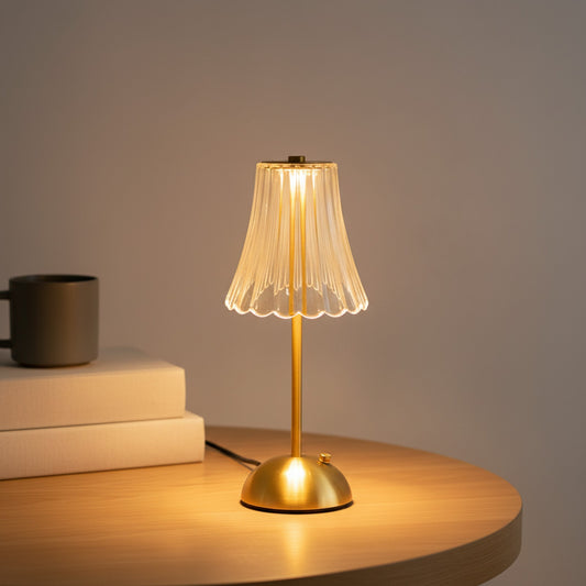 Lampe de Table LED Cristal Rechargeable - Ambiance Rétro pour Chevet et Bar