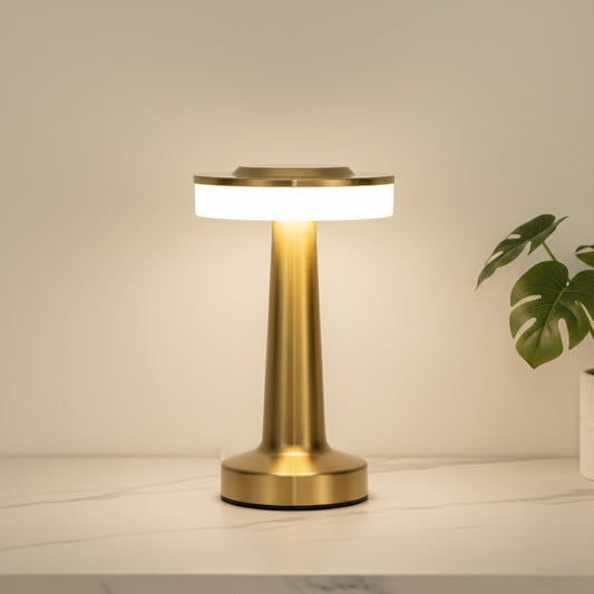 Lampe de Table LED Rétro Dorée Rechargeable et Tactile - Ambiance Bar & Restaurant